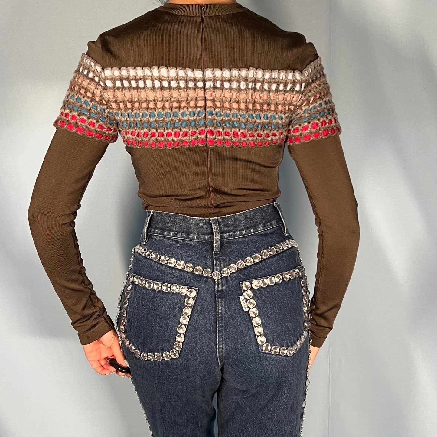 Azzedine Alaia Rainbow Knit Bodysuit Top