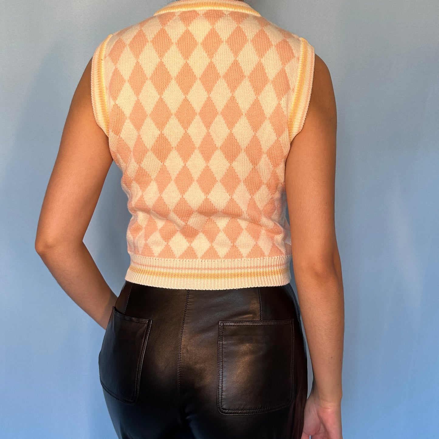 Versace 1995 Knitted Medusa Button Twin Set Cardigan & Tank Top