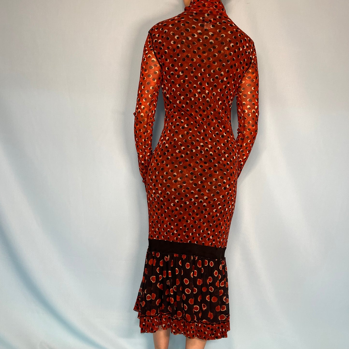 Jean Paul Gaultier Red Dot Pattern Mesh Dress