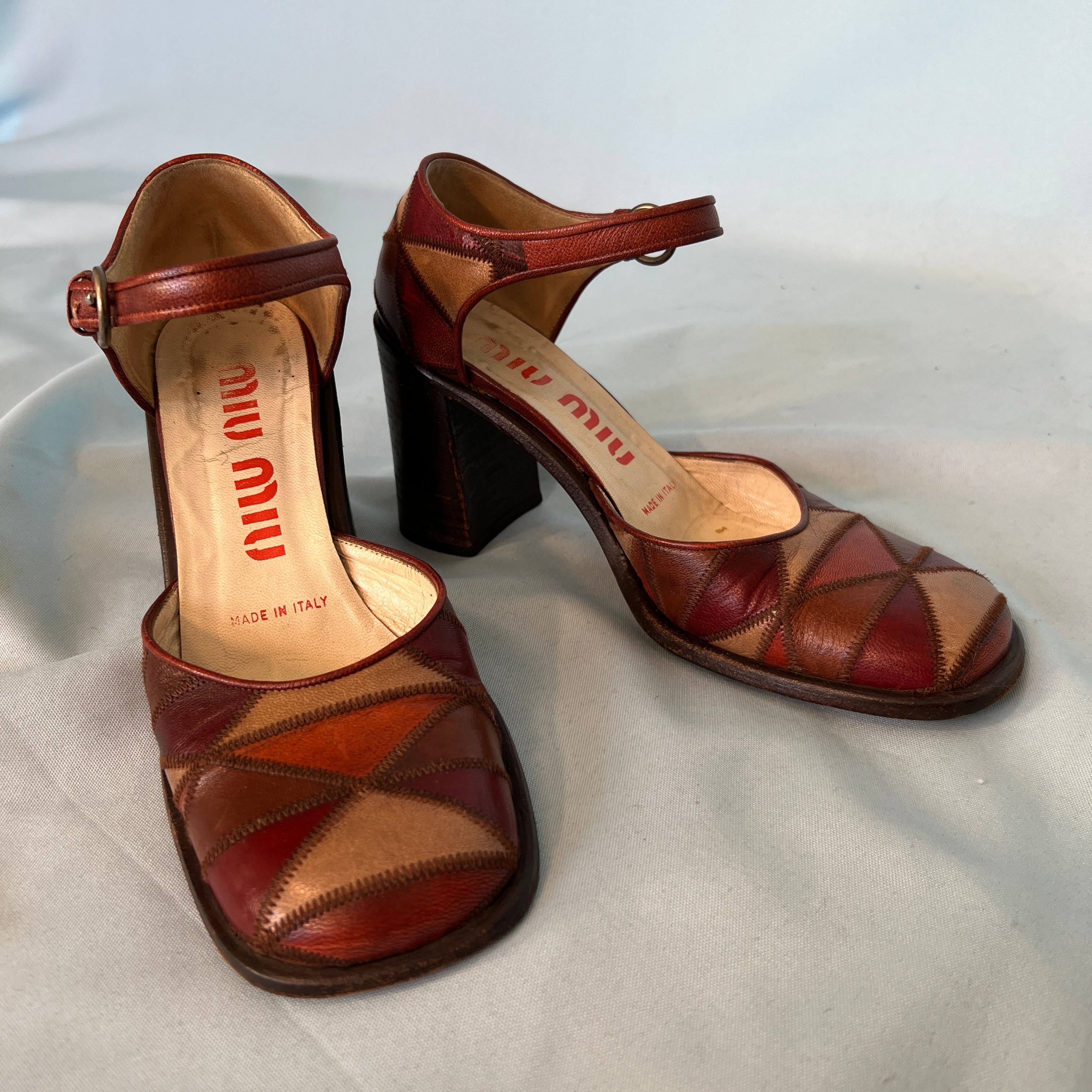 Miu Miu F W 1996 Leather Patchwork Mary Jane Shoes