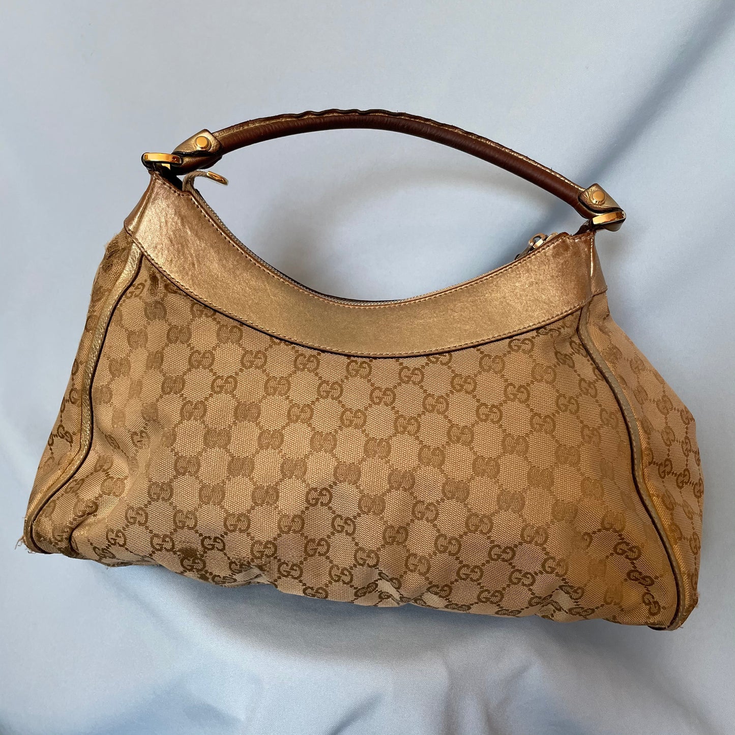 Gucci Monogram Gold Trim D Ring Bag