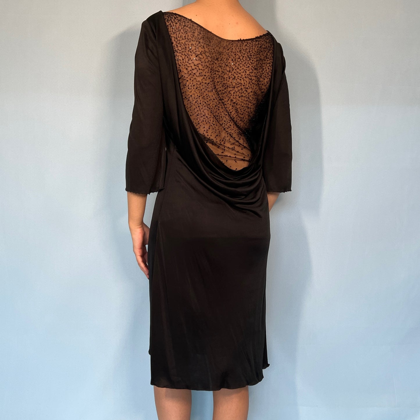 Versace Embellished Back Black Dress